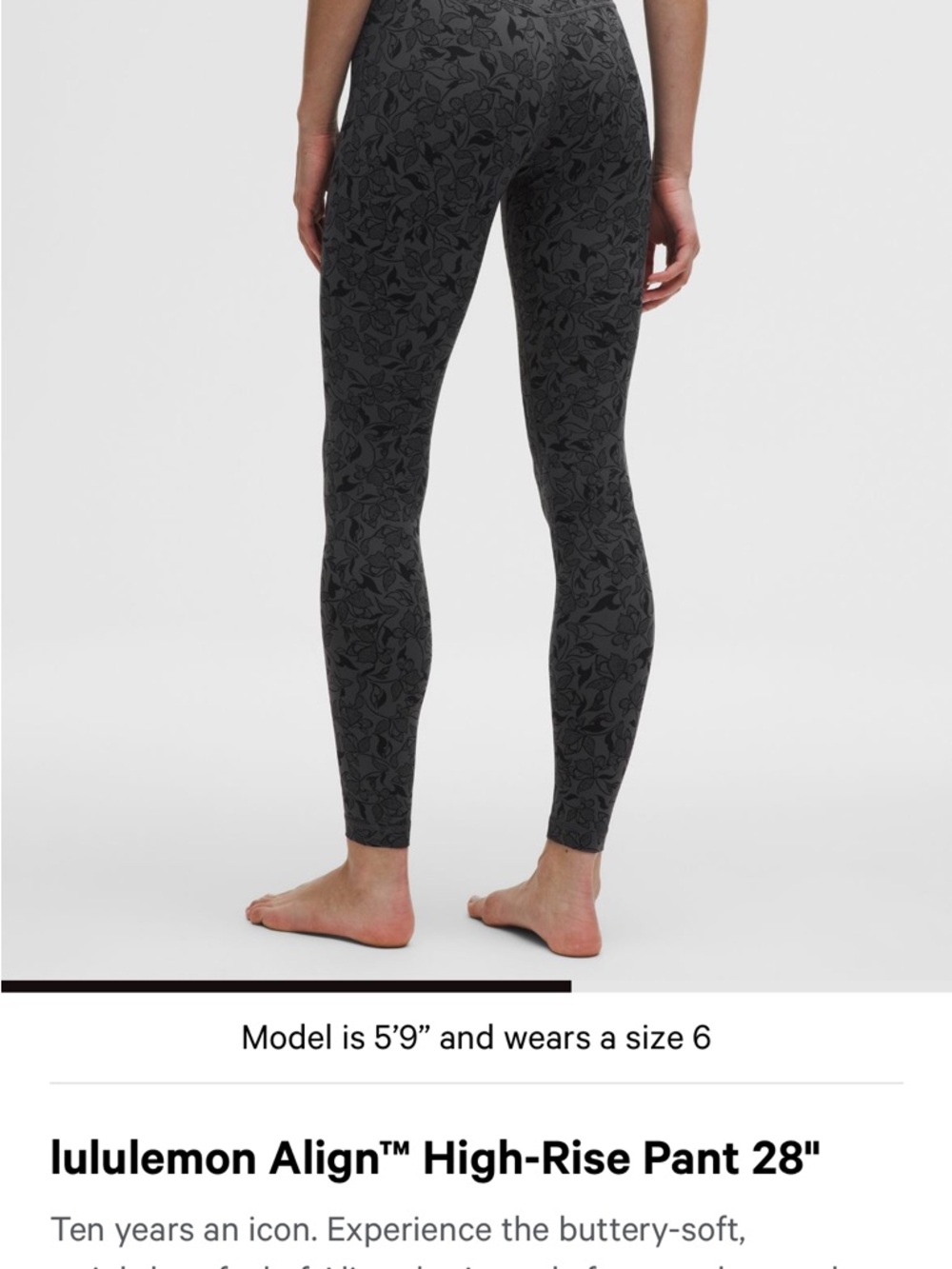 lululemon athletica Charcoal Floral High-Rise Leggings